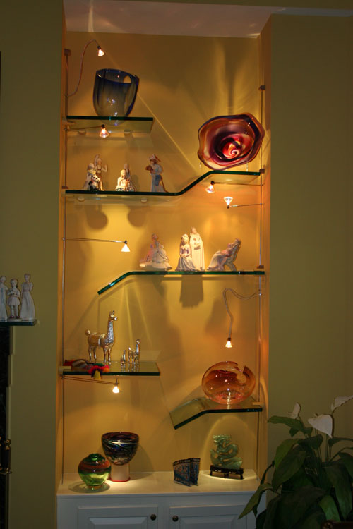 Custom glass shelves